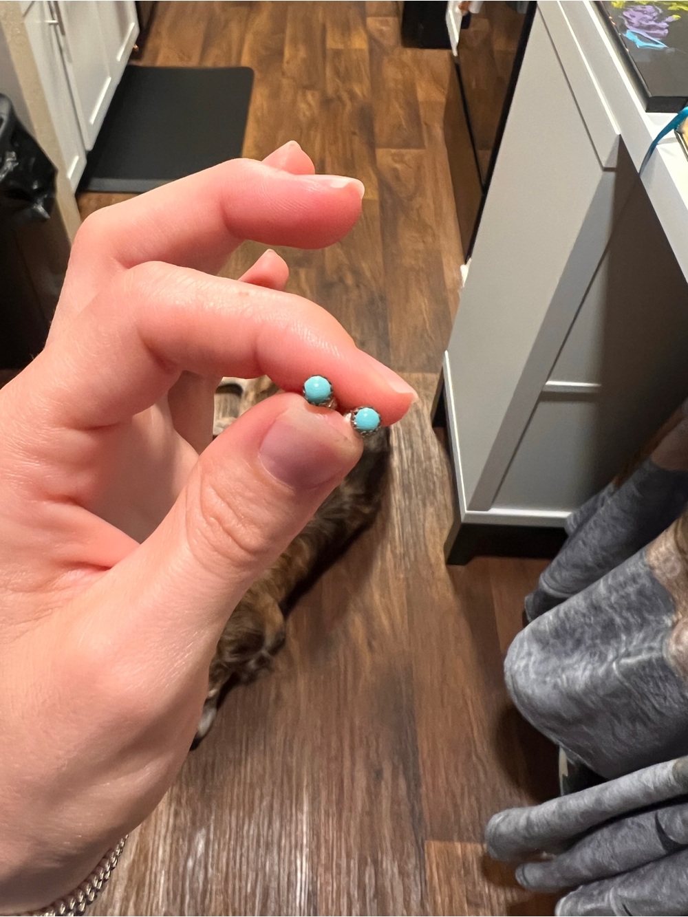 Turquoise Sterling Silver Stud Earrings - Small Round Stone